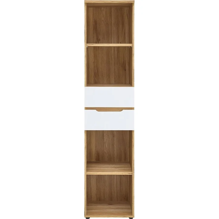 Büroregal vito Clyde, Holzwerkstoff, Weiß, Holzfarben, 45 x 197 x 38 cm – Bild 2