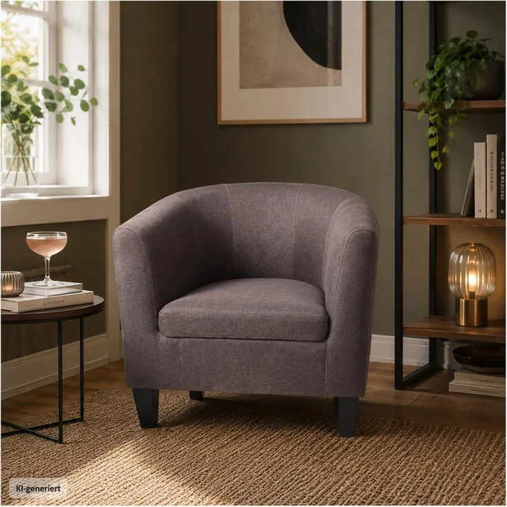 HTI-Living Cocktailsessel Clubsessel Cadogan Braun 72 x 74 x 70 cm bis 140 kg (1 Stück, 1-St), gemütliche Sitzhöhe – Bild 4