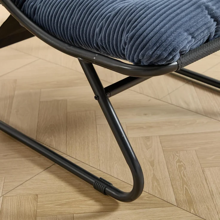 LVHOM Sessel mit Hocker, Gepolsterter Loungesessel aus Cord mit Metallgestell, ergonomischer Relaxsessel für Wohnzimmer und Schlafzimmer, Dunkelblau – Bild 8