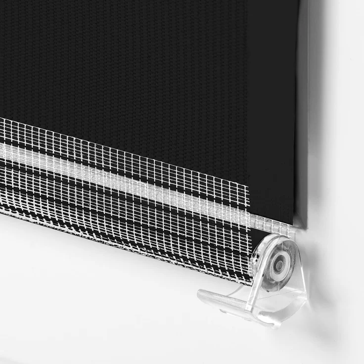 Doppelrollo Klemmfix ohne Bohren 90x150 cm Schwarz Duo Rollo Klemmrollo Sonnenschutzrollo Fensterrollo für Fenster & Türen Zebrarollo Seitenzugrollo – Bild 5