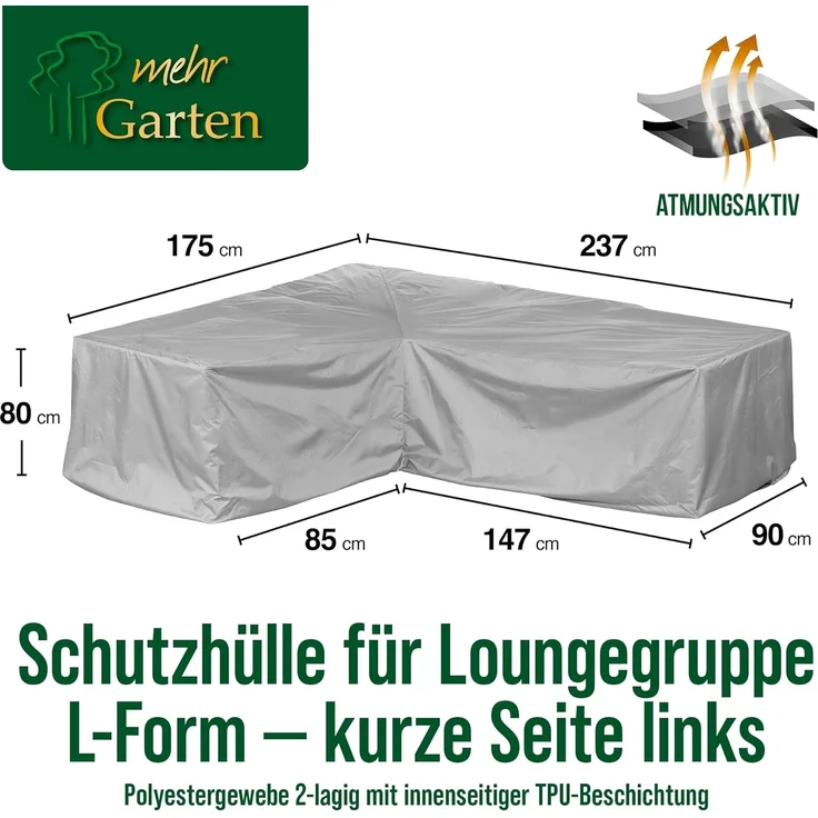 mehr Garten Gartenmöbel-Schutzhülle Protect, Premium PROTECT Eck-Lounge-Abdeckung asymmetrisch Ottomane links, 237( – Bild 2