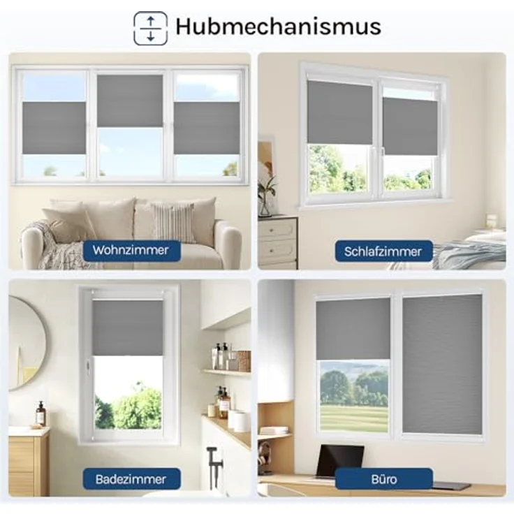 WOLTU Wabenplissee ohne Bohren Verdunklung Thermo Doppelplissee Klemmfix Zweifarbig 105x120 cm Dunkelgrau-weiß, Plissee Faltrollo Sonnen-, Sicht- & Schallschutz, Jalousie Plisseerollo für Fenster & Tür – Bild 9