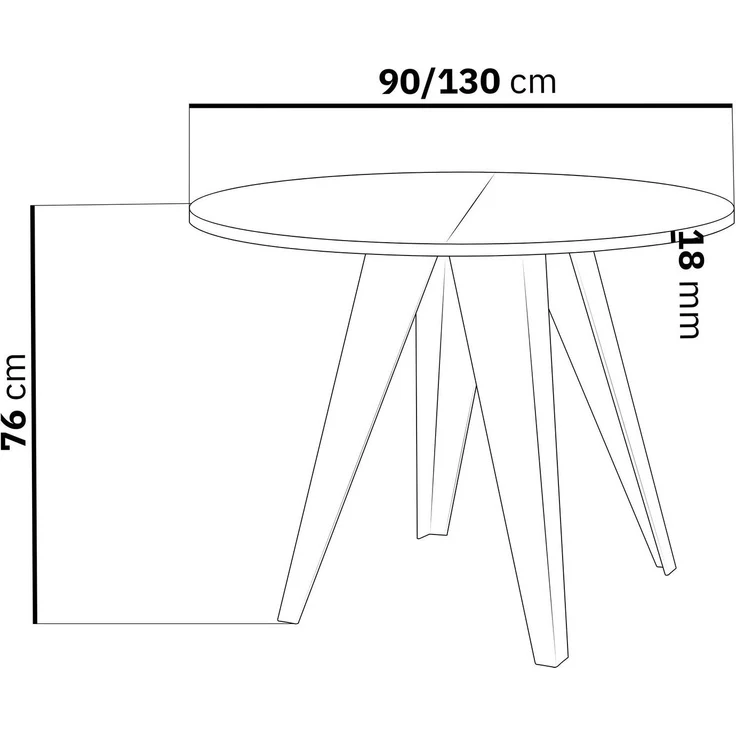 WFL GROUP Esstisch Glory ausziehbar rund industrial mit schwarzen Metallgestell (MADE IN EU, erhältlich in zwei Größen – 90/100 cm, ausziehbar auf 130/140 cm), platzsparender Tisch für kleine Küche, Esszimmer oder Wohnzimmer – Bild 2