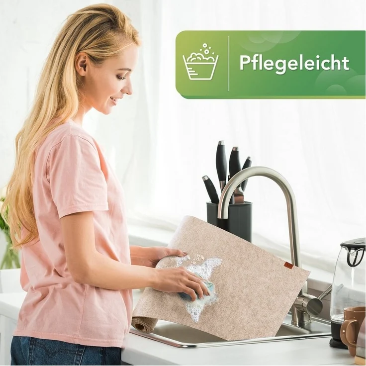 Loco Bird Tischläufer aus Filz, Abwaschbare Tischdecke mit Kunstleder-Label (skandinavische Tischband Deko), Tisch Filzläufer für draußen – Bild 3
