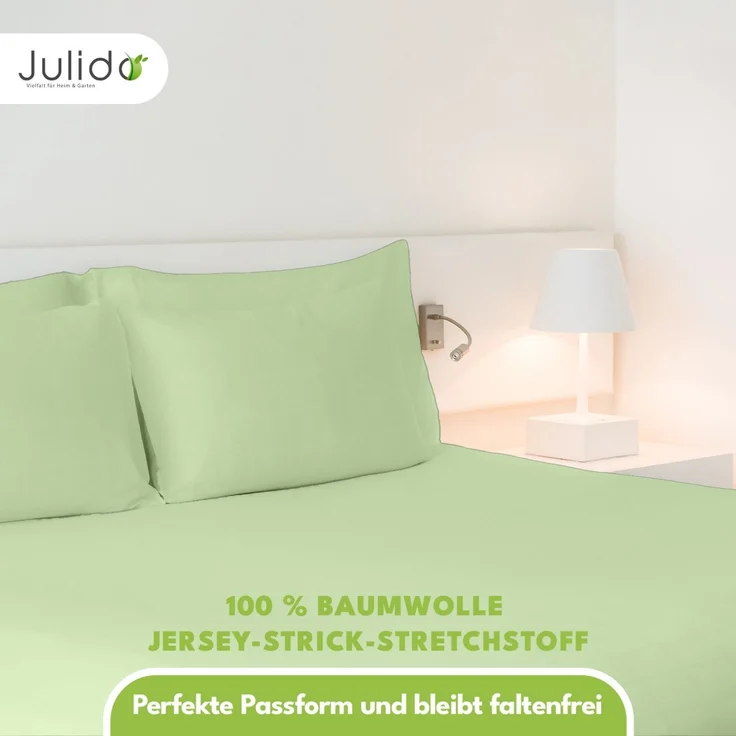 Jersey Spannbettlaken 140-160x200 100% Baumwolle weich bügelfrei komfort Grün – Bild 6