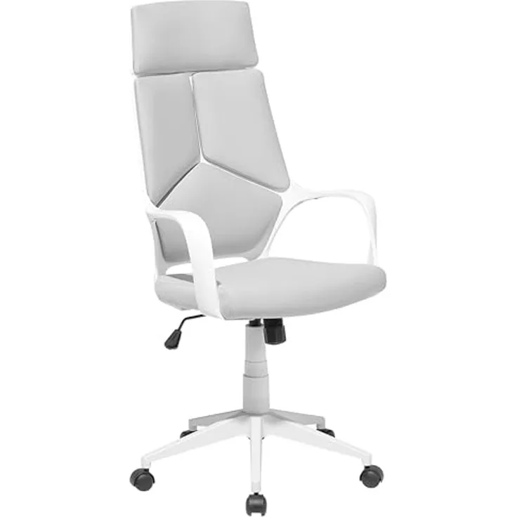 Beliani 'Delight' Bürostuhl höhenverstellbar, Polyester hellgrau, 116 x 64 x 64 cm