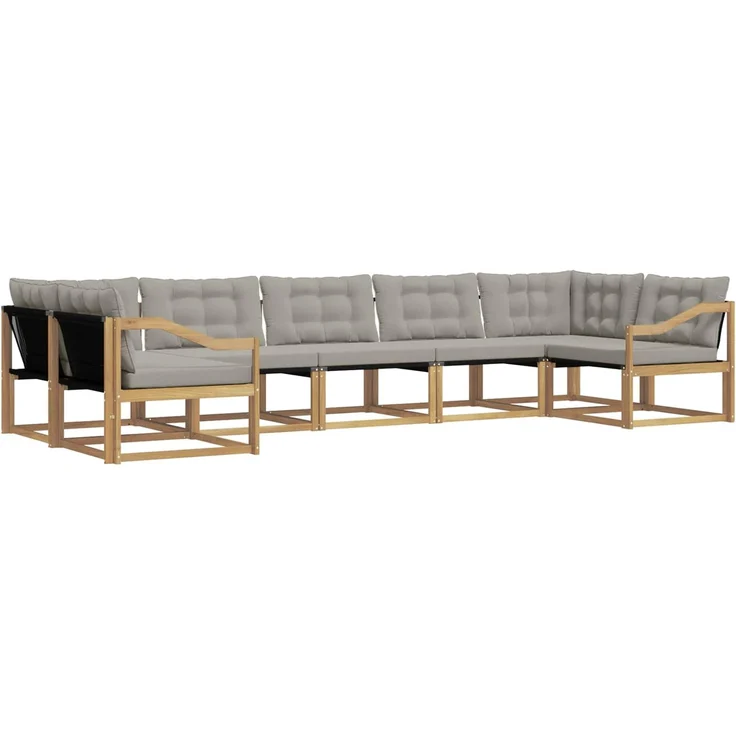 vidaXL Outdoor-Sofagarnitur 7 stk. 7-Sitzer Weiß und Hellgrau 3389053 – Bild 2