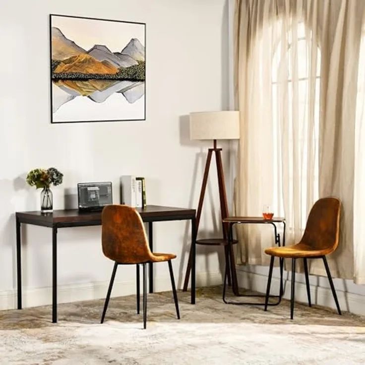 FurnitureR Industrie Arbeitstisch 120x70 cm | Massivholz-Optik MDF | Robuste Metallbeine für Werkstatt & Hobby