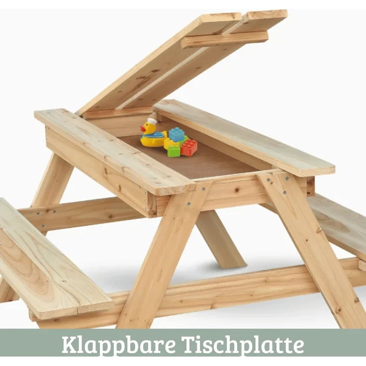 Kinder Picknicktisch KLEIS - 100cm, Massives Tannenholz, Extra Stauraum | Kindersitzgruppe Picknickbank Sitzgruppe Aussen Bank Sitzbank Gartenbank – Bild 5