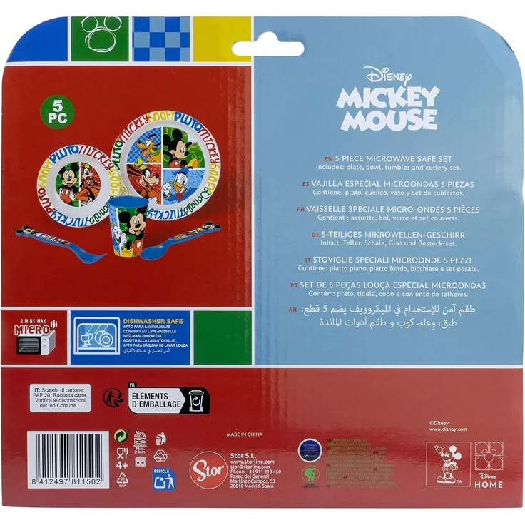 Disney Mickey Mouse Teller-Set Mikrowellengeeignet 5-teiliges Kindergeschirr mit rutschfestem Boden – Bild 4