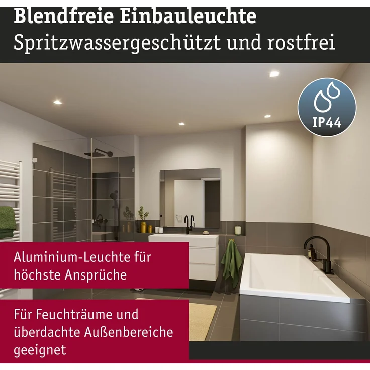 LED Einbauleuchte 3-Step-Dim Cole Coin 1er-Set IP44 eckig 88x88mm Coin 6W 470lm 230V dimmbar 2700K Weiß – Bild 4