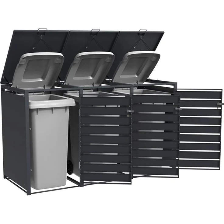 Mülltonnenbox Mülltonnenverkleidung bis 240 L Behälter für Mülltonnen 3 Türen – Bild 12