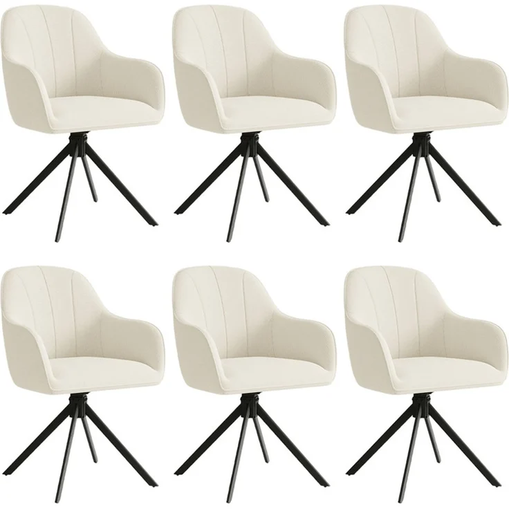 Hawthyhome 4-Fußstuhl Esszimmerstuhl drehbar mit Armlehne, 360° Drehfunktion, ergonomische Sitzschale, Samtbezug, stabiles schwarzes Metallgestell, moderner Küchenstuhl für Esszimmer, Wohnzimmer, Büro & Homeoffice, Beige – Bild 7