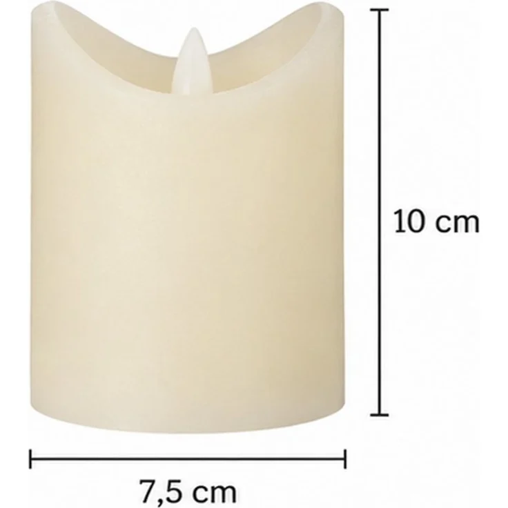 dasmöbelwerk LED-Kerze LED-Kerze Ø7,5x10 cm Echtwachs Stumpenkerze Rustikal Timer Creme, Leuchtmittel nicht enthalten – Bild 2