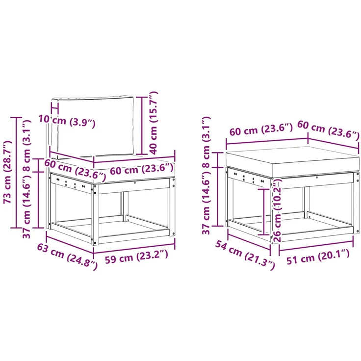vidaXL Outdoor-Sofagarnitur mit Kissen 4 pcs Natürlich und Hellgrau 3366229 – Bild 9