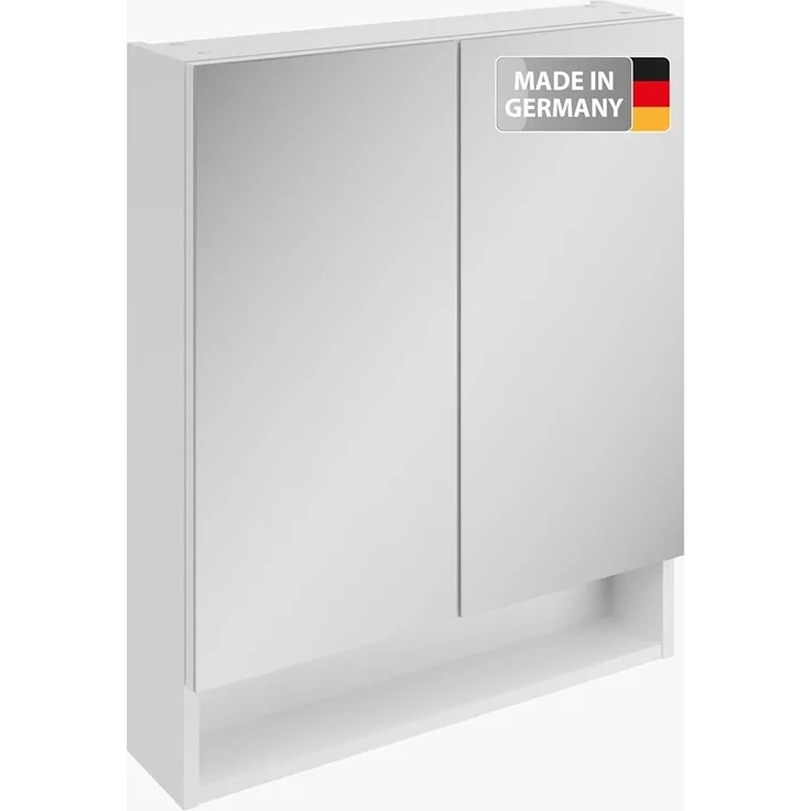 Fackelmann Easy Spiegelschrank 60 cm – Zeitloses Design, Viel Stauraum für Badutensilien, stilvoll und platzsparend – Made in Germany, Weiß