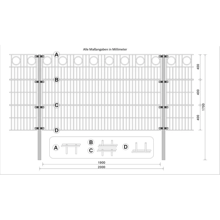 HOME DELUXE Doppelstabmattenzaun Schmuckzaun Kreis inkl. Eckpfosten Anthrazit/Grün MORATA - 80 cm x 10m ohne Eckpfosten – Bild 6