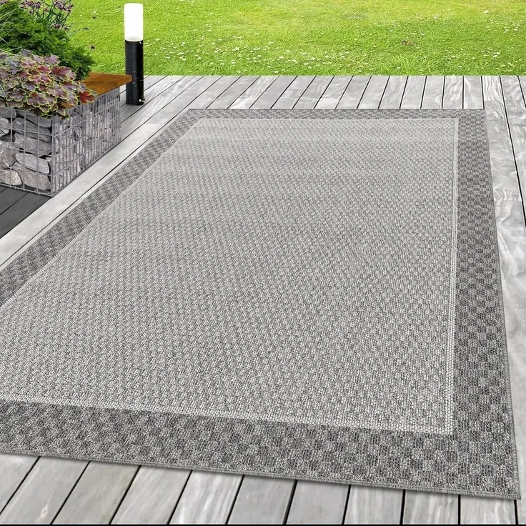 SIMPEX24 Outdoorteppich Bordüre Design, Läufer, Höhe: 7 mm, Outdoor Teppich Bordüre Design Wetterfest für Terrasse Balkon Küche