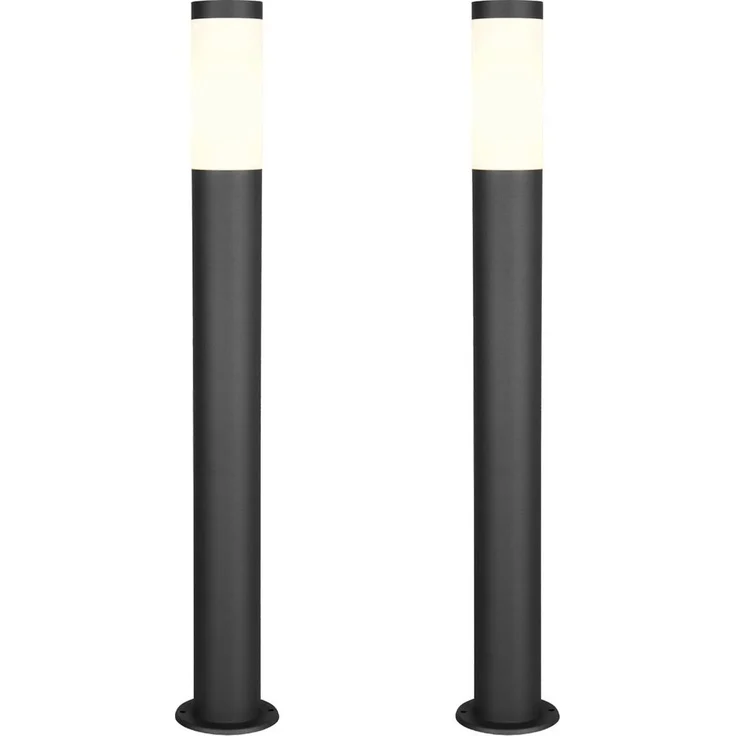 2er Set moderne LED Pollerleuchten aus Edelstahl in Schwarz, Höhe 80cm – Bild 2