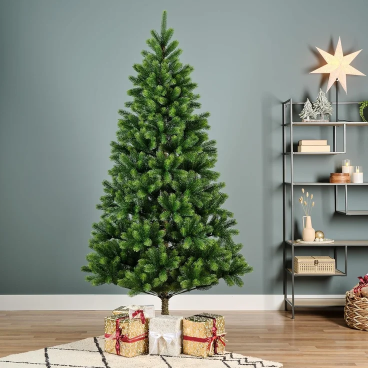 Kaemingk Künstlicher Weihnachtsbaum Everlands Künstlicher Weihnachtsbaum KENMORE FIR 210 cm, Tanne, Metallfuß, In-& Outdoor, Stecksystem, Klappmechanismus, Tannenbaum – Bild 2