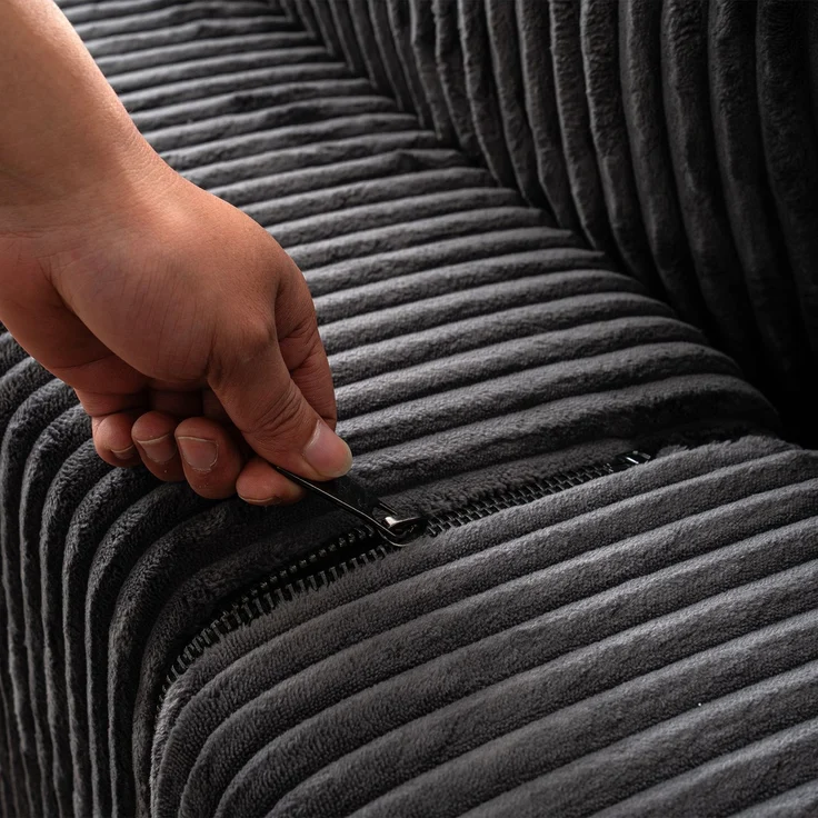 Schlafsofa U-Form 332x156x88 cm Grau aus Corduroy mit Federkern- und Schwammkernkomfort, ohne Montage – Bild 10