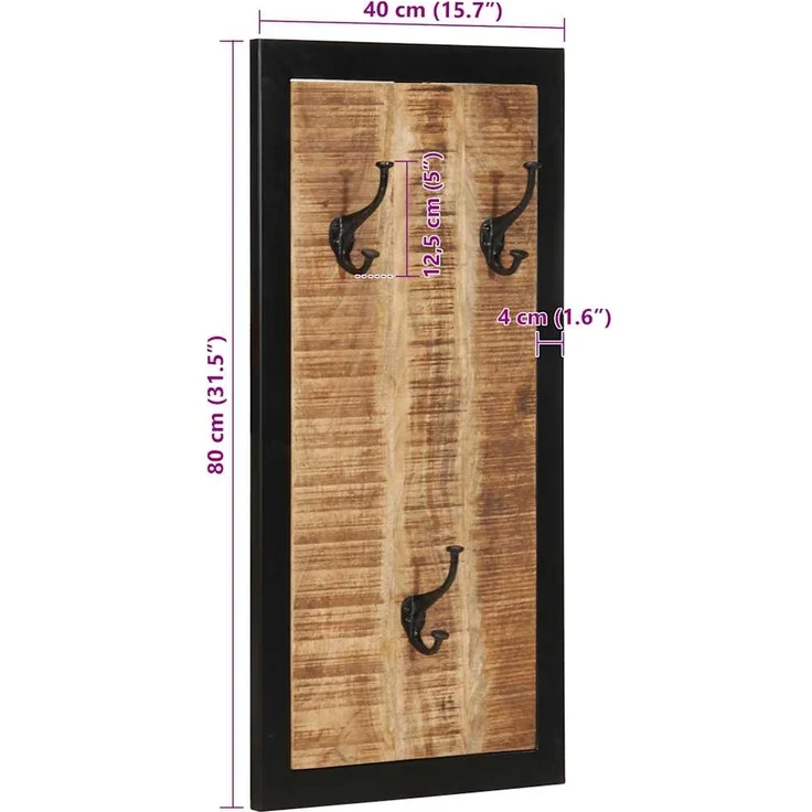 vidaXL Garderobe 40x2x80 cm Raues Massivholz Mango 4015939 – Bild 8