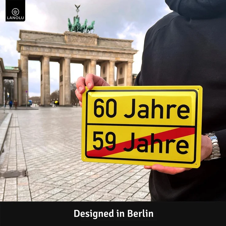 LANOLU Blechschild 60 Jahre Ortsschild - 20x30cm – Metall – Gelb – 20186 – Bild 5