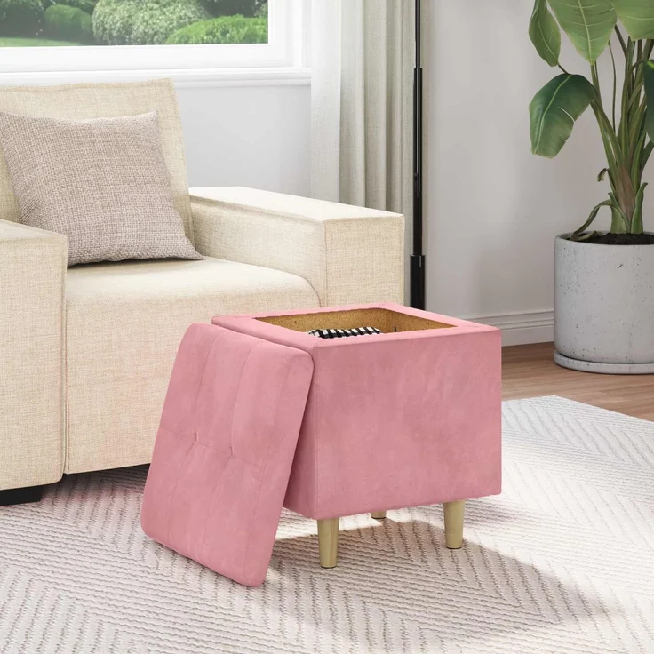 vidaXL Ottoman mit Stauraum Rosa 40 x 40 x 45 cm Samt 876813 – Bild 4