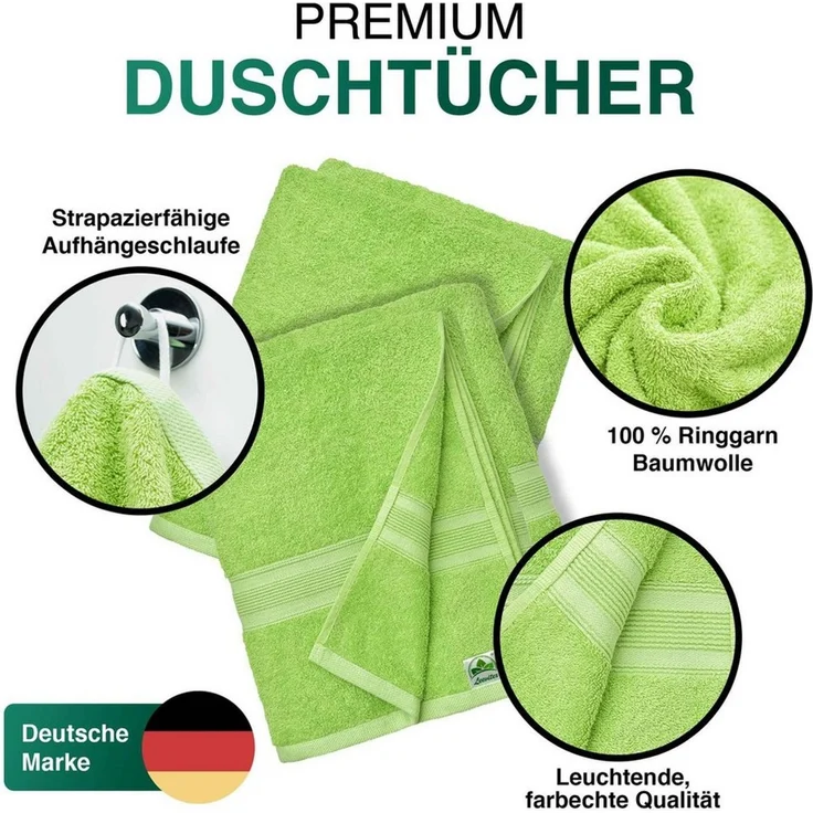 leevitex® Duschtücher 2er-Set, 70x140 cm, 100% Baumwolle, saugstark und fusselfrei, Frottee (Set, 2-St), OEKO-TEX® STANDARD 100 zertifiziert, gestreifte Bordüre – Bild 3