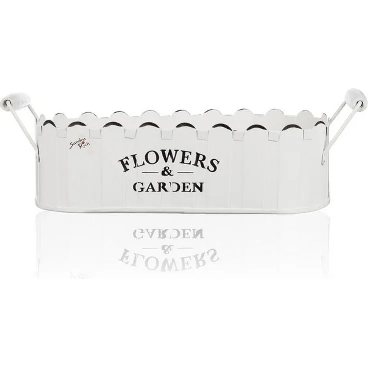 Sandra Rich Jardiniere FLOWERS & GARDEN Jardiniere Blumenkasten mit Griffen 32cm weiß