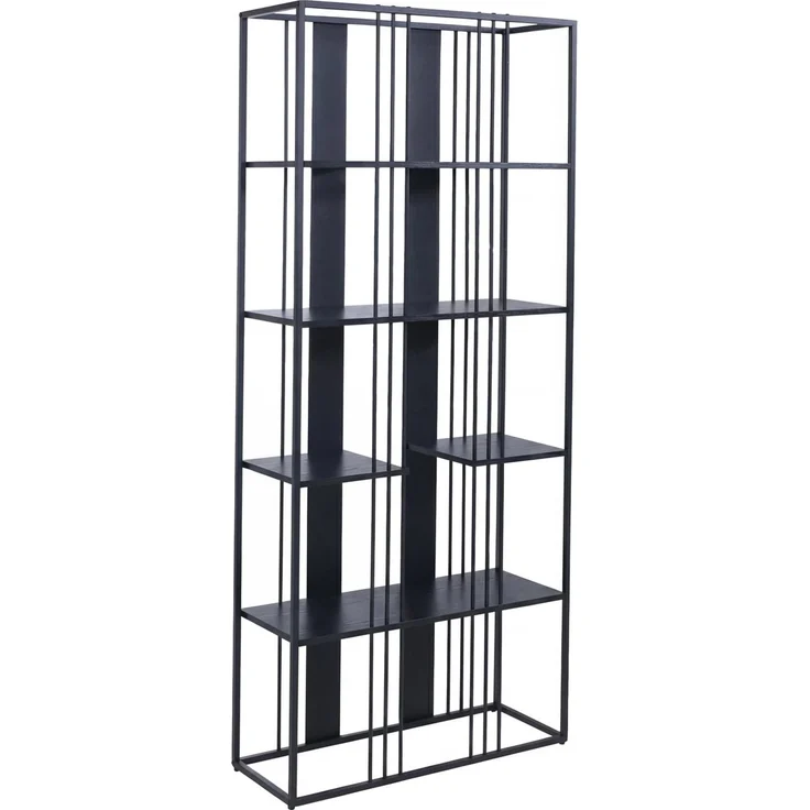 Regal HWC-P12, Bücherschrank Hochschrank, Industrial Metall Melamin MVG-zertifiziert 180x80x31cm ~ schwarz, schwarz – Bild 7