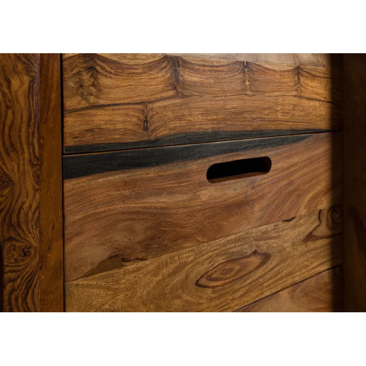 Sideboard Sheesham 90 x 40 x 75 dunkelbraun lackiert MAILAND #200 – Bild 5