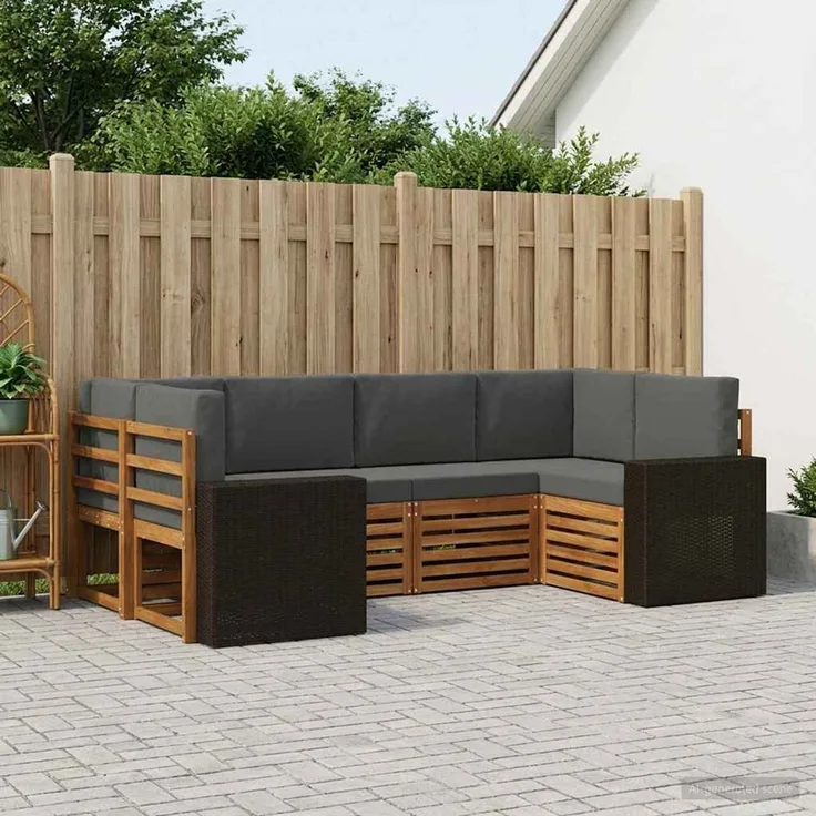 vidaXL Outdoor-Sofagarnitur 6 stk. 6-Sitzer Natur und Anthrazit 3384783