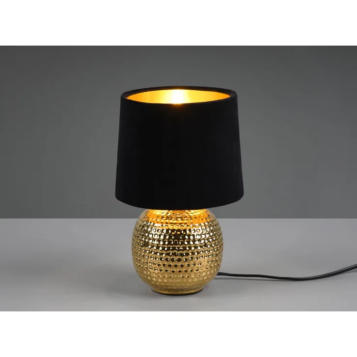 TRIO Leuchten 'Sophia' Schreibtischlampe mit Keramikfuß & Samtschirm, ohne Leuchtmittel, E14, Ø16x26cm