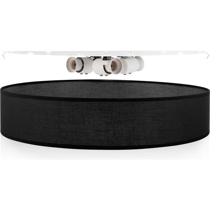 Zeitlose runde Deckenleuchte mit LED Stoffschirm Schwarz Ø 60cm – Bild 3