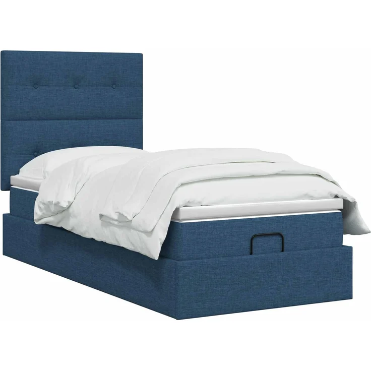 vidaXL Ottoman Bett mit Matratze mit Kopfteil Blau 100 x 200 cm Stoff 3457472 – Bild 3