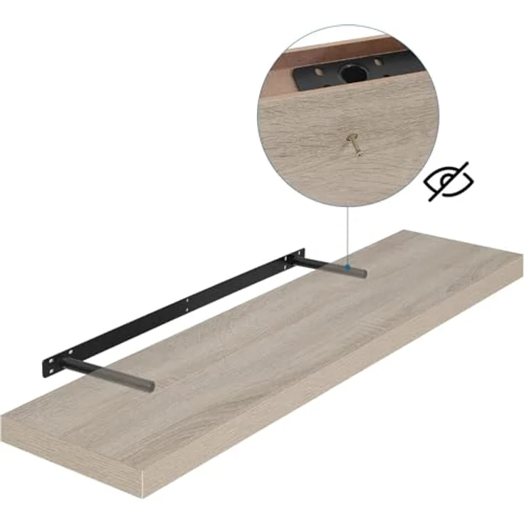 EUGAD Wandregal Wandboard Buchregal Hängeregal DVD CD Regal Holz Board 80cm Sonoma Eiche 0046QJ – Bild 8