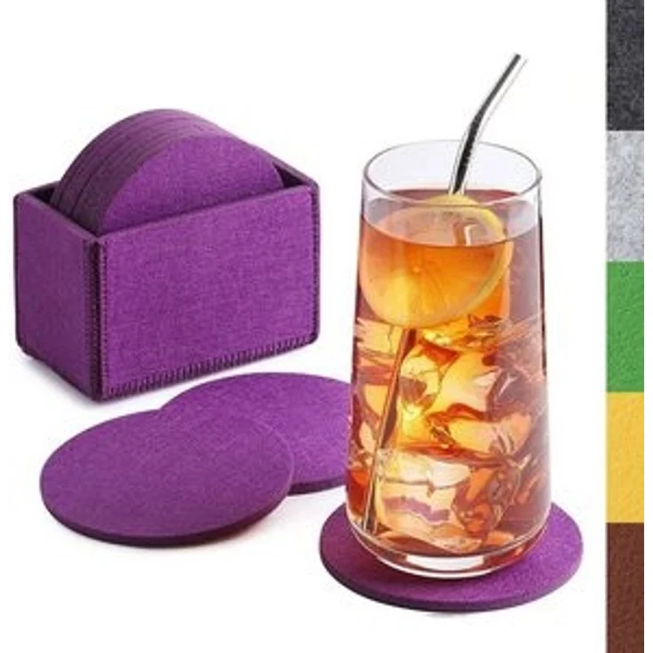 Loco Bird Getränkeuntersetzer 10er Set inkl. Box rund aus Filz, Zubehör für Getränke, Tassen, Bar, Glas, Design Glasuntersetzer, Premium Tischuntersetzer Filzuntersetzer – Bild 6
