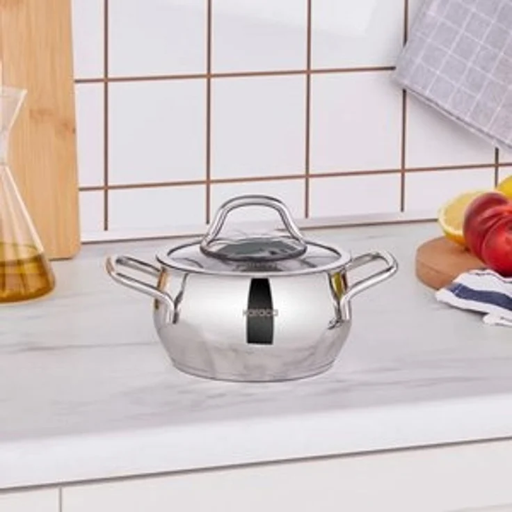 Karaca Kochtopf Karaca Emirgan Stahlpfanne Bratpfanne Edehlstahl Pfanne 14cm Silber – Bild 5