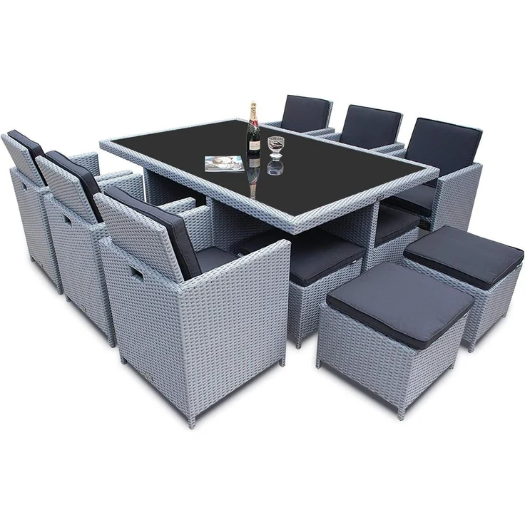 Ragnarök Möbel-Design Garten-Essgruppe Heimdall Esstisch Set 6+4, (Set, Polyrattan, Alu), klappbare Rückenlehne, Würfelsystem – Bild 4