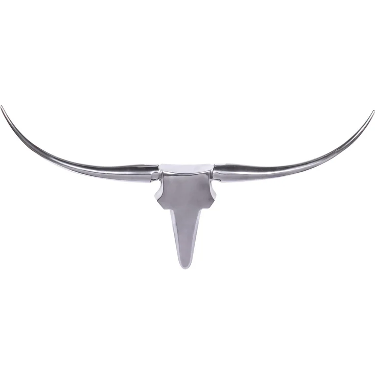 Wohnling Wanddekoration Bull Geweih L 125cm Aluminium Silber Silbern 125x10x60 cm – Bild 1