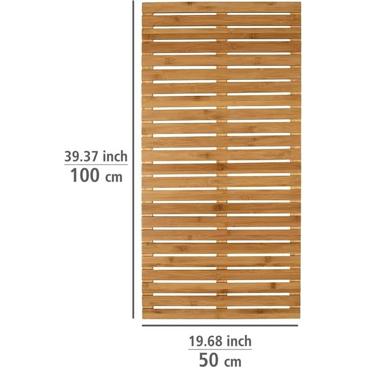 WENKO INDOOR&OUTDOOR Badematte 100 x 50 cm, Braun, aus Bambus – Bild 4