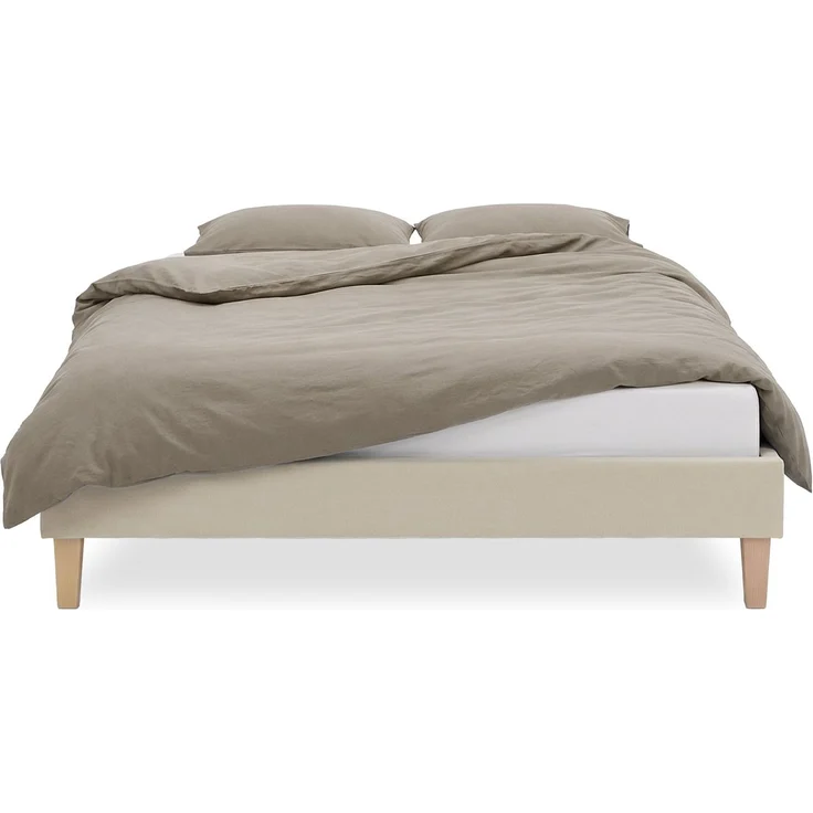 Polsterbett 140x200 cm Beige Doppelbett mit Lattenrost Futonbett Stoffbett Bett Bettgestell – Bild 9