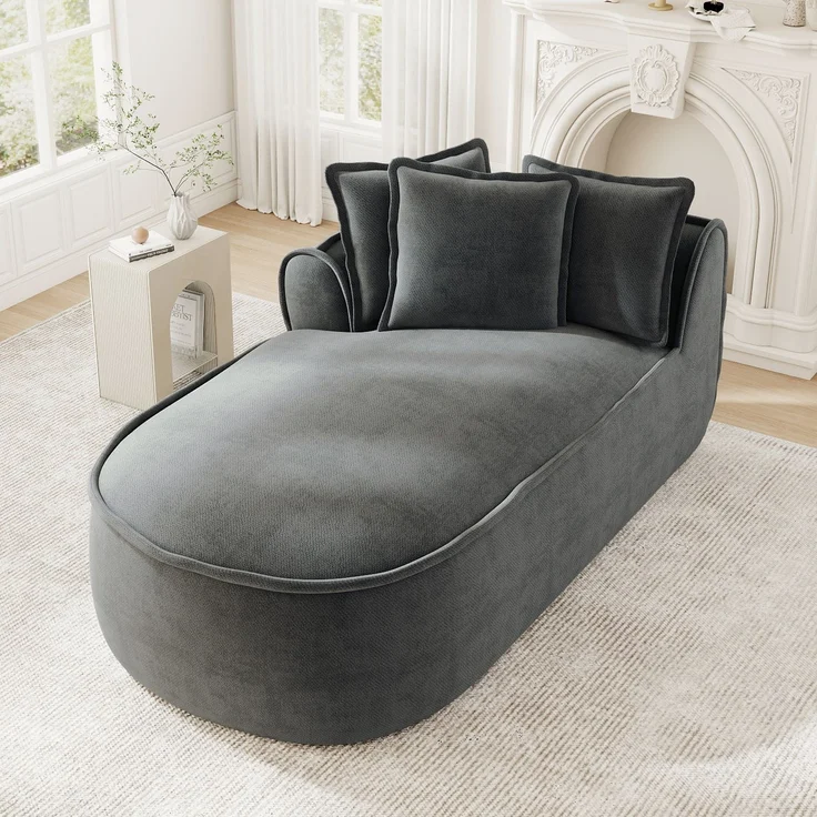ZUBALIYA SchlafSofa mit Chenille - Bezug, mit breiten Armlehnen, mit Schaumstoffpolsterung, aus Chenille, für Wohnzimmer und Apartments – Bild 2