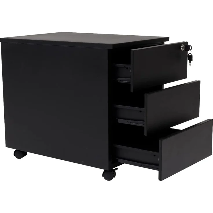 Schreibtisch und Stahl Rollcontainer, 3 Schübe, Buche, 180x80x75 cm – Bild 5