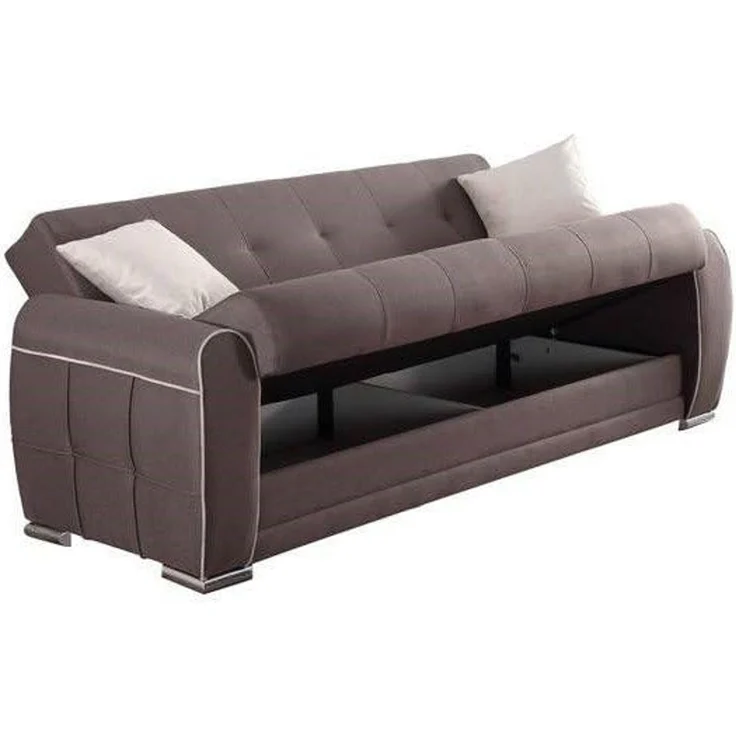 Dmora Schlafsofa 3-Sitzer Alejandro 224x85 cm Grau Stauraum – Bild 3