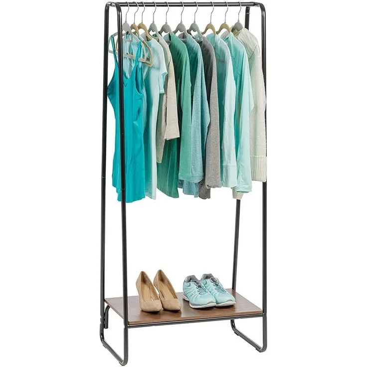 Iris Ohyama, Kleiderständer, Ankleidezimmer, Garderobenständer, Stabile Regale, Einfache Montage, Mehrzweck, Design, Büro, Eingang, Schlafzimmer, Wohnzimmer - Metal Garment rack - PI-B1 - Schwarz