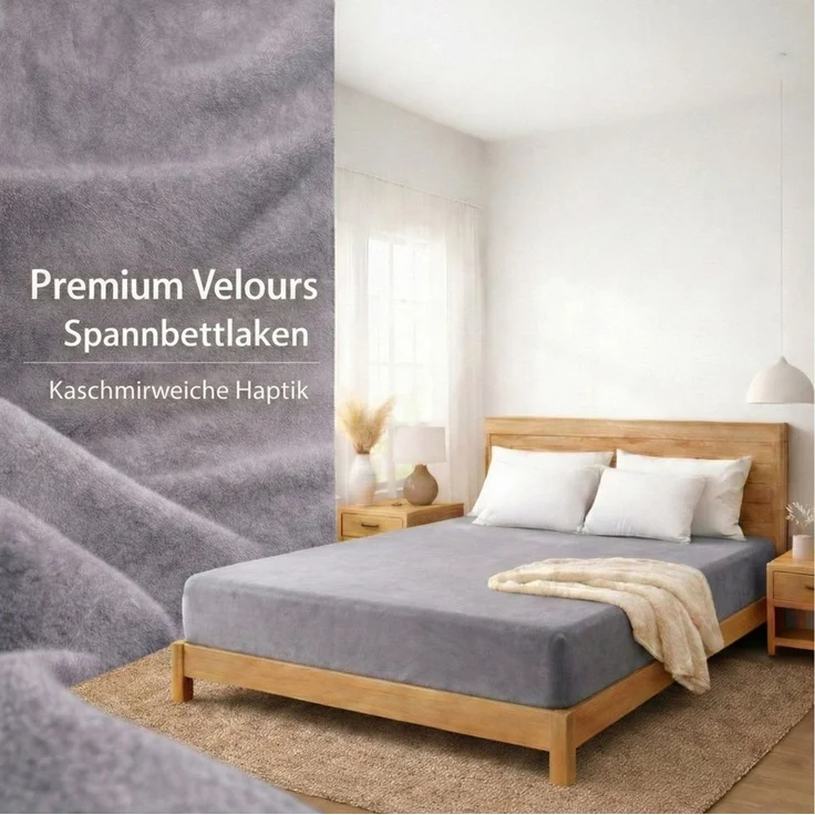 Buymax Spannbettlaken Premium Velours aus 80% Baumwolle, Velours, Gummizug: Rundumgummi, (1 Stück), Pflegeleicht und Atmungsaktiv in Verschiedenen Farben und Größen – Bild 3