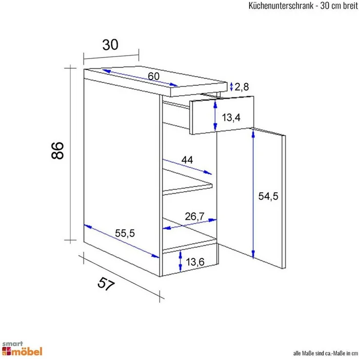 Flex-Well Unterschrank Küchenunterschrank - 30 cm breit - Weiß – Witus – Bild 4