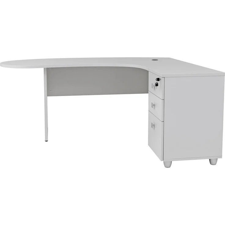 Winkelschreibtisch "Gela", Holzfuß, grau Dekor, 180 x 120 x 74 cm, inkl. Beistellcontainer, rechts gewinkelt – Bild 5